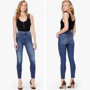 MOTHER High waisted looker ankle fray in big wave color